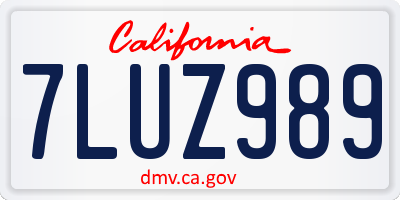 CA license plate 7LUZ989