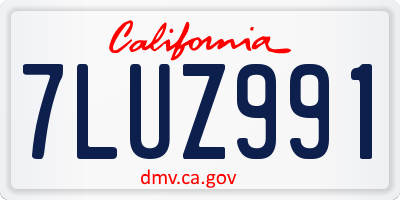 CA license plate 7LUZ991