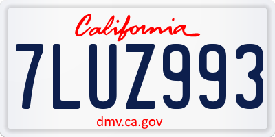 CA license plate 7LUZ993