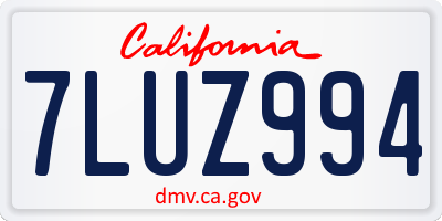 CA license plate 7LUZ994