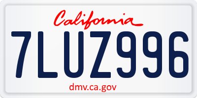 CA license plate 7LUZ996