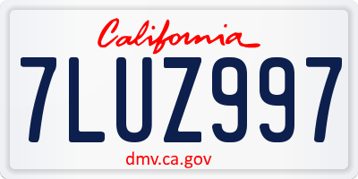 CA license plate 7LUZ997