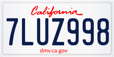 CA license plate 7LUZ998