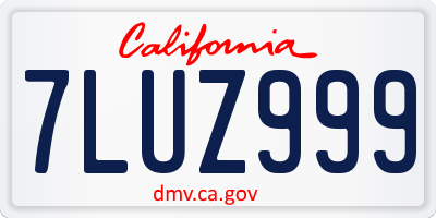 CA license plate 7LUZ999