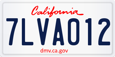 CA license plate 7LVA012