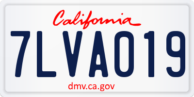 CA license plate 7LVA019