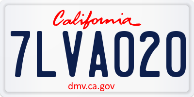 CA license plate 7LVA020