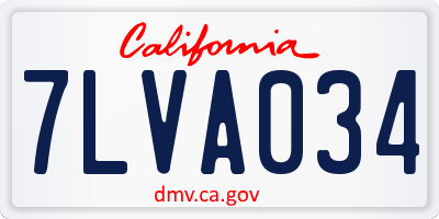 CA license plate 7LVA034