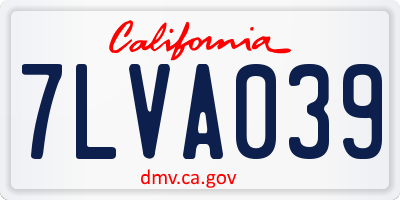 CA license plate 7LVA039