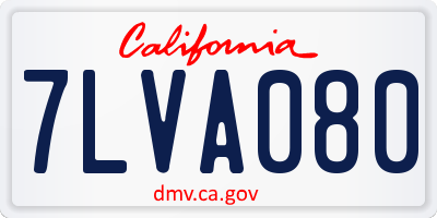 CA license plate 7LVA080