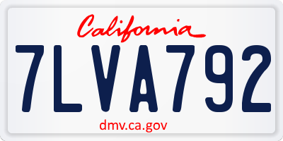 CA license plate 7LVA792