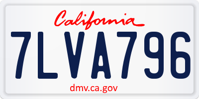 CA license plate 7LVA796