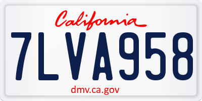 CA license plate 7LVA958