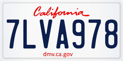 CA license plate 7LVA978