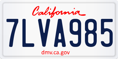 CA license plate 7LVA985