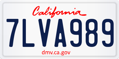 CA license plate 7LVA989