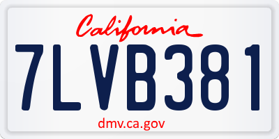 CA license plate 7LVB381
