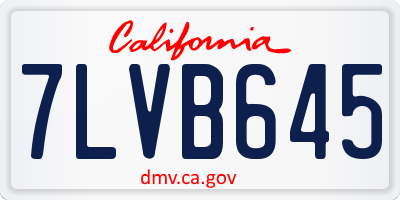 CA license plate 7LVB645