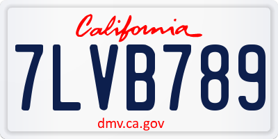 CA license plate 7LVB789