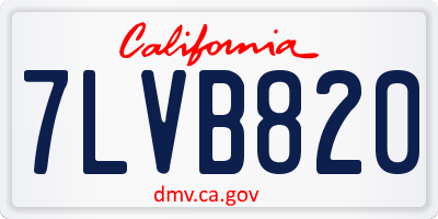 CA license plate 7LVB820