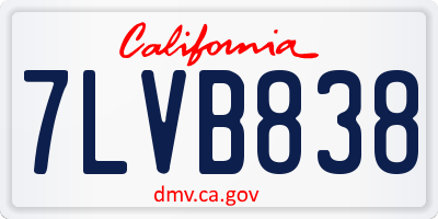 CA license plate 7LVB838