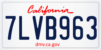 CA license plate 7LVB963