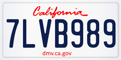 CA license plate 7LVB989