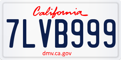 CA license plate 7LVB999