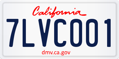 CA license plate 7LVC001