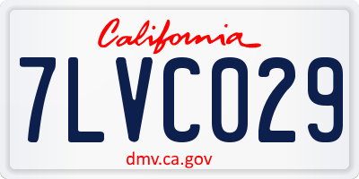 CA license plate 7LVC029