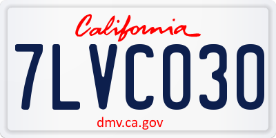 CA license plate 7LVC030