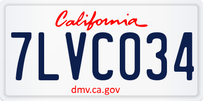 CA license plate 7LVC034