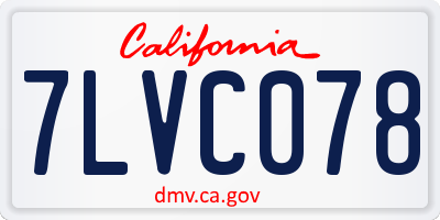 CA license plate 7LVC078