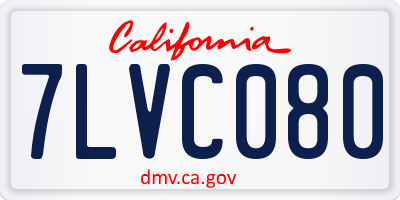CA license plate 7LVC080