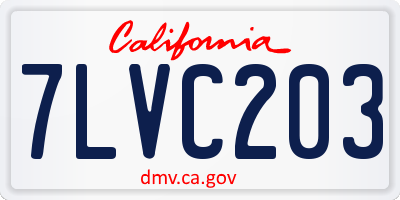 CA license plate 7LVC203