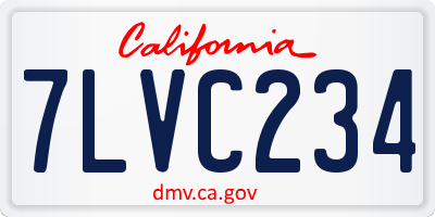 CA license plate 7LVC234