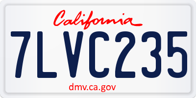 CA license plate 7LVC235