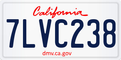 CA license plate 7LVC238