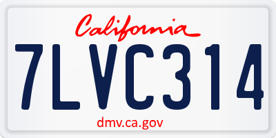 CA license plate 7LVC314