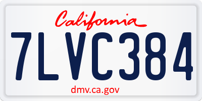 CA license plate 7LVC384
