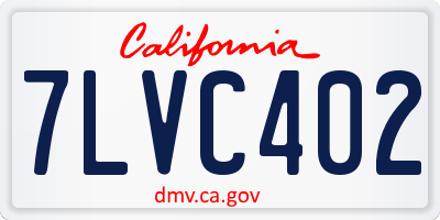 CA license plate 7LVC402