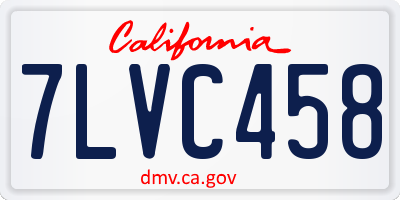 CA license plate 7LVC458