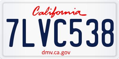 CA license plate 7LVC538