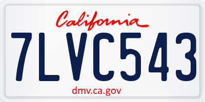 CA license plate 7LVC543