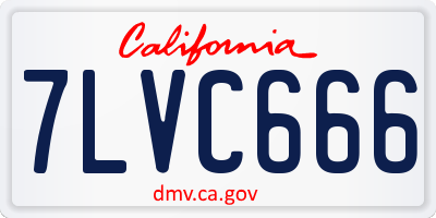 CA license plate 7LVC666
