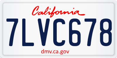 CA license plate 7LVC678