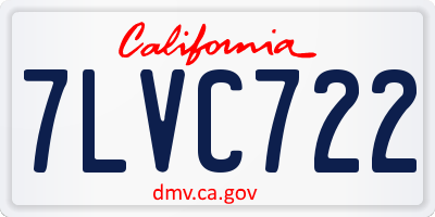 CA license plate 7LVC722