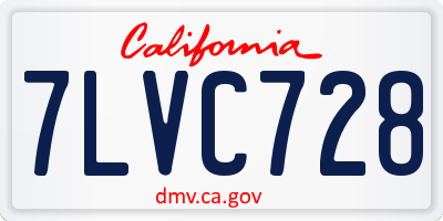 CA license plate 7LVC728