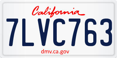CA license plate 7LVC763