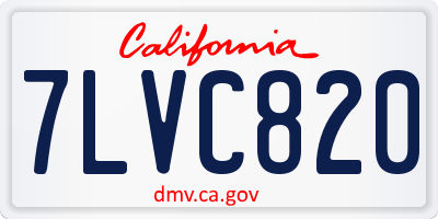 CA license plate 7LVC820
